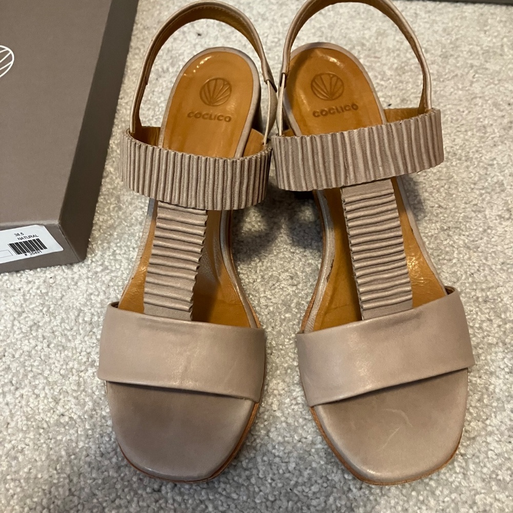 Coclico Baha Fog leather sandals with wooden heel (38)